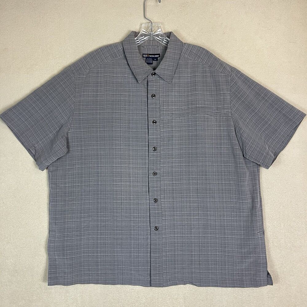 5.11 Tactical Shirt Mens Extra Large Gray Covert Casual Short Sleeve Zip Pocket